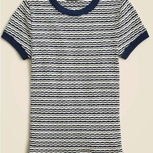 J.Crew shrunken cotton jacquard Striped Navy and White T-Shirt